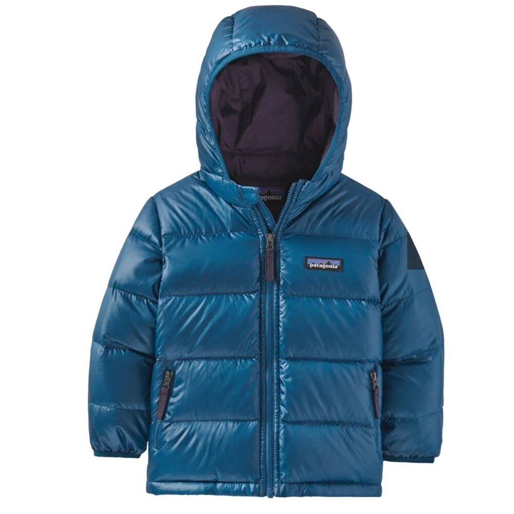 Patagonia Baby Hi-Loft Down Sweater Hoody Jacket 6-12 months Puffer Blue